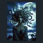 Poster Jeune Méduse jolie par la Lune et l'Océan<br><div class="desc">Personnalisez avec n'importe quel texte. Des articles assortis sont disponibles.</div>