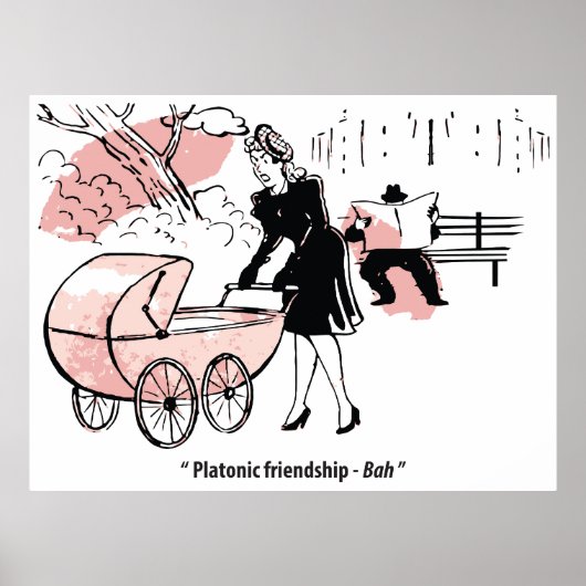 Poster Jeune mère avec bébé, poussette, humour, drôle (Devant)