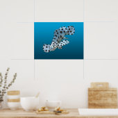Poster Jeune Mérou - Fond dégradé bleu | (Cuisine)