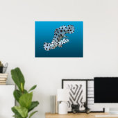 Poster Jeune Mérou - Fond dégradé bleu | (Bureau à domicile)