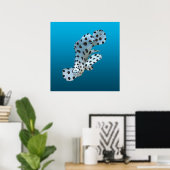 Poster Jeune Mérou - Fond dégradé bleu | (Bureau à domicile)