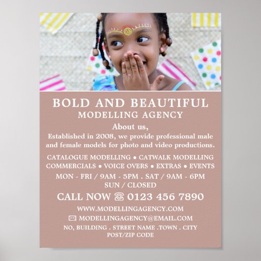 Poster Jeune modèle, agence de modélisation, agent modèle (Devant)
