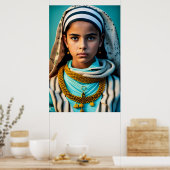 Poster jeune, pauvre, fille brune d'Afrique du Nord (Cuisine)
