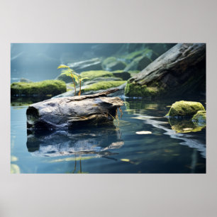 Poster Jeune Plante Eau Tranquille Pacifique