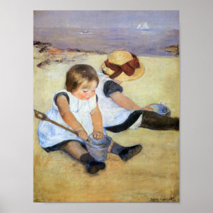 Poster Jeunes enfants jouant sur la plage (Mary Cassatt)