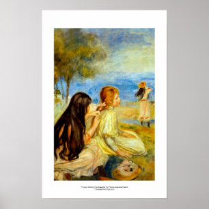 Poster Jeunes filles bord de mer belle peinture Renoir