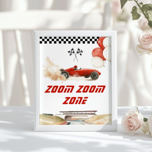 Poster Jeux d'anniversaire de zone de zoom zoom de voitur