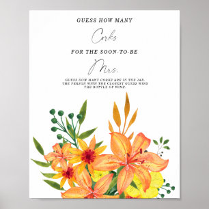 Poster Jeux de Baby Shower Combien de bouchons
