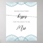 Poster Jeux de baby shower Coquille Bleue combien de bais (Devant)