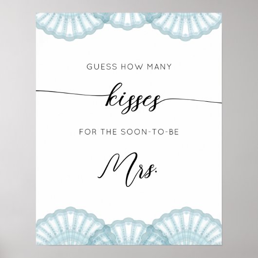 Poster Jeux de baby shower Coquille Bleue combien de bais (Devant)
