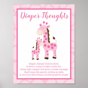 Poster Jeux de Baby Shower Fille Giraffe Rose Couches