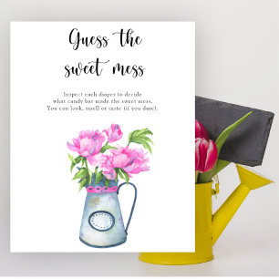 Poster Jeux de baby shower Fleurs Devine le doux désordre