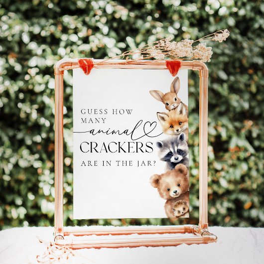 Poster Jeux de Baby Shower Moderne sur les Animaux de la 