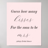 Poster Jeux de Baby Shower Rose Combien de Bisous (Devant)