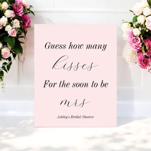 Poster Jeux de Baby Shower Rose Combien de Bisous