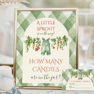 Poster Jeux de bonbons pour Baby Shower Rustique Neutre P