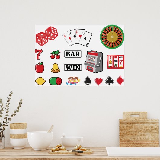 Poster Jeux de casino d'éléments de jeu (Cuisine)