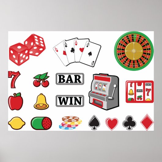 Poster Jeux de casino d'éléments de jeu (Devant)