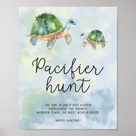 Poster Jeux de chasse à la tétine sur le thème de la mer  (Devant)