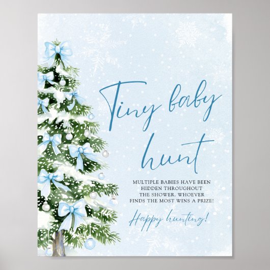 Poster Jeux de chasse au bébé minuscule au sapin de Noël (Devant)