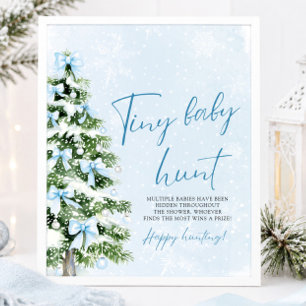 Poster Jeux de chasse au bébé minuscule au sapin de Noël