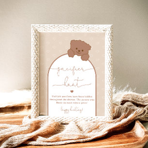 Poster Jeux de chasse aux tétines pour Baby Shower Ours M