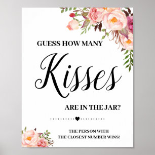 Poster Jeux de combien de baisers signe de baby shower bo