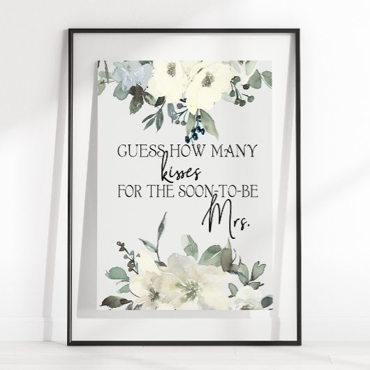 Poster Jeux de devinette de baisers aux roses blanches d'