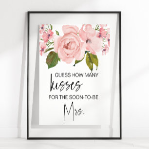 Poster Jeux de devinette de bisous avec des roses rose pa