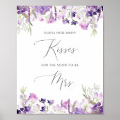 Poster Jeux de douche de mariée florale violette combien  (Devant)