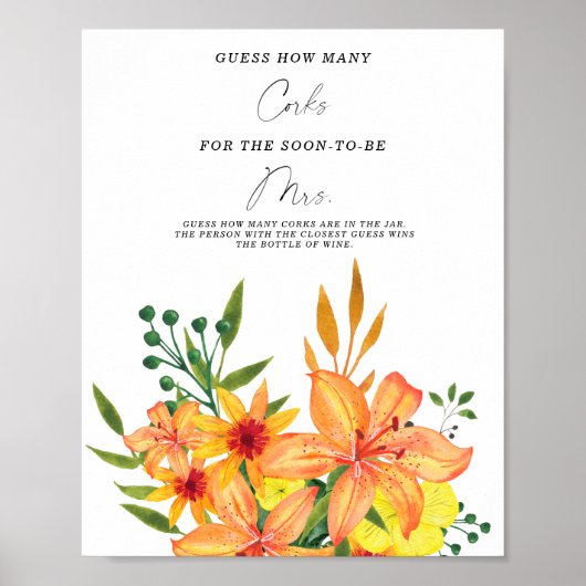 Poster Jeux de mariage: Combien de bouchons ? (Devant)