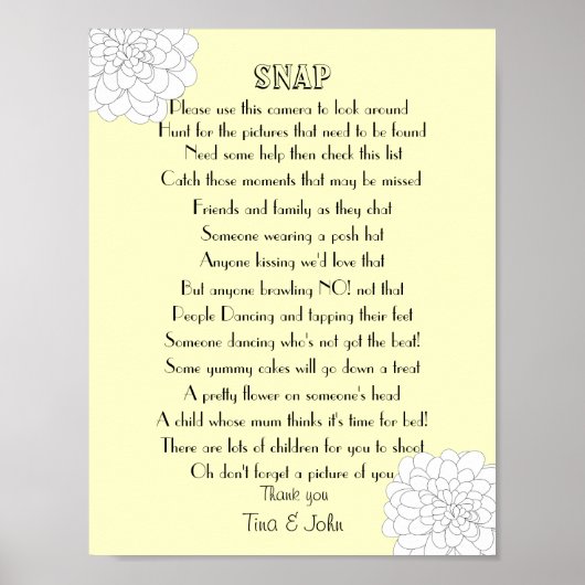 Poster Jeux de photos de mariage instantanées (Devant)