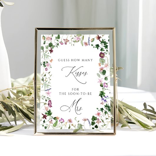 Poster Jeux de Salle de Mariage Floral Devine Combien de 