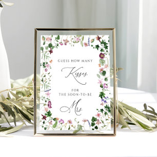 Poster Jeux de Salle de Mariage Floral Devinez Combien de