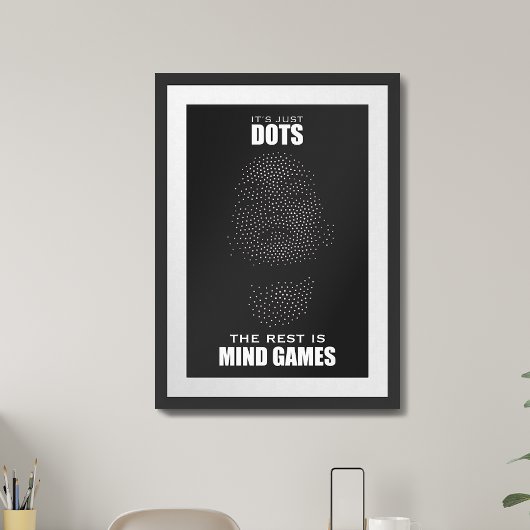 Poster Jeux d'esprit. Visage pointé avec une citation ins
