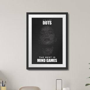 Poster Jeux d'esprit. Visage pointé avec une citation ins