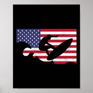 Poster Jeux d'été de sport Usa Surf équipe de drapeau amé