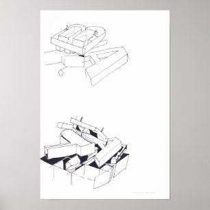 Poster Jeux du bâtiment Dessin 7 avec B et A Monogramme P