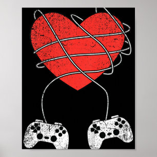 Poster Jeux Vidéo Coeur Enfants Contrôleur Valentines Day