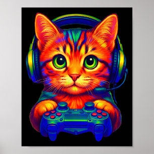 Poster Jeux vidéo de chat de joueur garçons adolescent ho