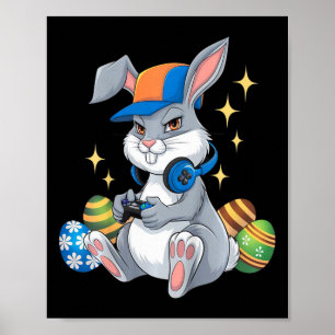 Poster Jeux vidéo de Pâques pour enfants Jour heureux Lap