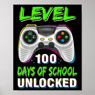 Poster Jeux Vidéo Niveau 100 Jours De L'École Étudié Déve