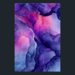 Poster Jewel Tone Fluid Resin Nebula Glow<br><div class="desc">Deep indigo and sapphire blues swirl into electric turquoise, cyan, and lavender, pierced by vivid hot pink, magenta, and coral veins that glow like molten light. Fine metallic gold and copper flecks shimmer across the glossy surface, creating cosmic depth, luminous movement, and the illusion of nebulae, auroras, or polished gemstone...</div>