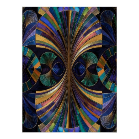 Poster Jewel Tone Peacock Blue Purple Gold Art Deco (Devant)