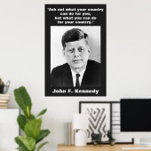Poster JFK John F. Kennedy Citation Inspiration Motivatio (Bureau à domicile)