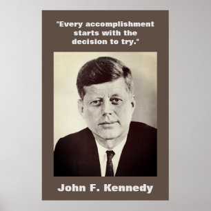 Poster JFK John F. Kennedy Citation Motivationnelle Brown