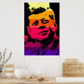 Poster JFK John F. Kennedy Red Yellow Violet Pop Art (Cuisine)