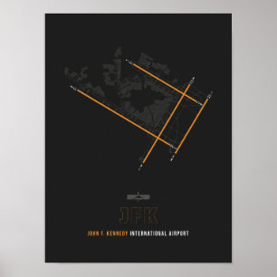 Poster JFK - Schéma de piste de l'aéroport John F. Kenned