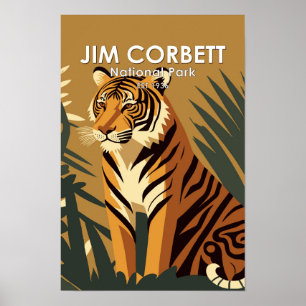Poster Jim Corbett Parc national d'Inde Vintage