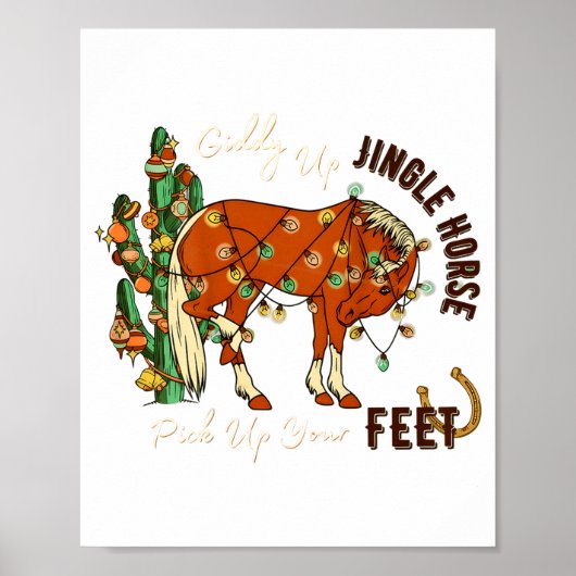 Poster Jingle Funny Horse Ck Up Your Feet Cactus Western, (Devant)
